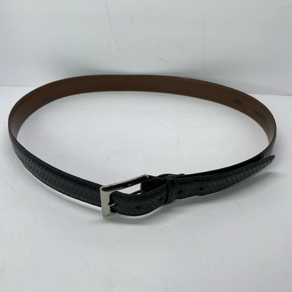 TORINO‎  Men's Black Embossed Italian Calfskin Leather Belt Buckle Size 38